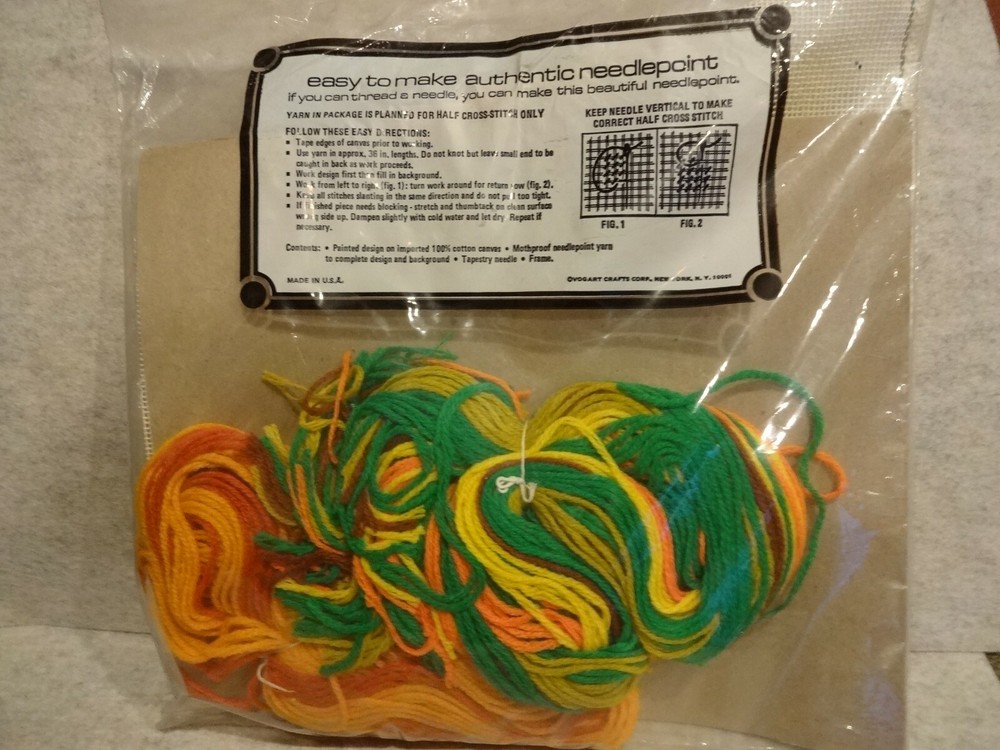 Vogart Needlepoint Painted Canvas Flowers