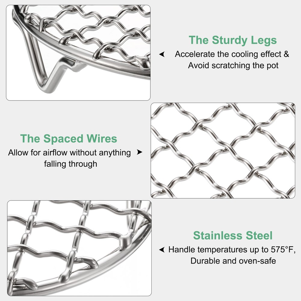 Cooling Rack, 10.4" Round Baking Rack with 20mm Legs [Silver]