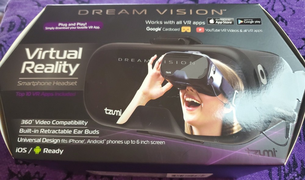 Tzumi Dream Vision Pro Virtual Reality Headset with Bluetooth NEW