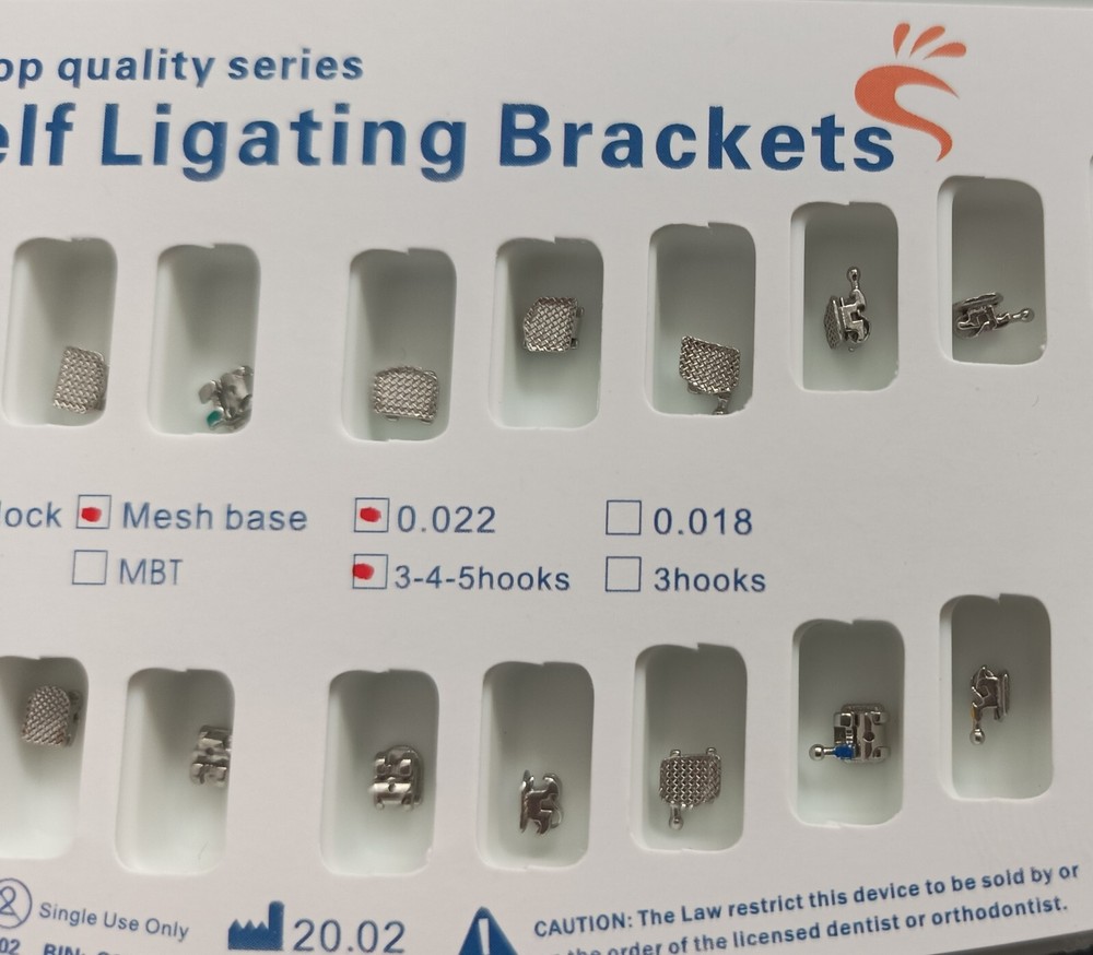 Dental Orthodontic Active Self Ligating Brackets Roth 022 Hooks 345 Mesh Base