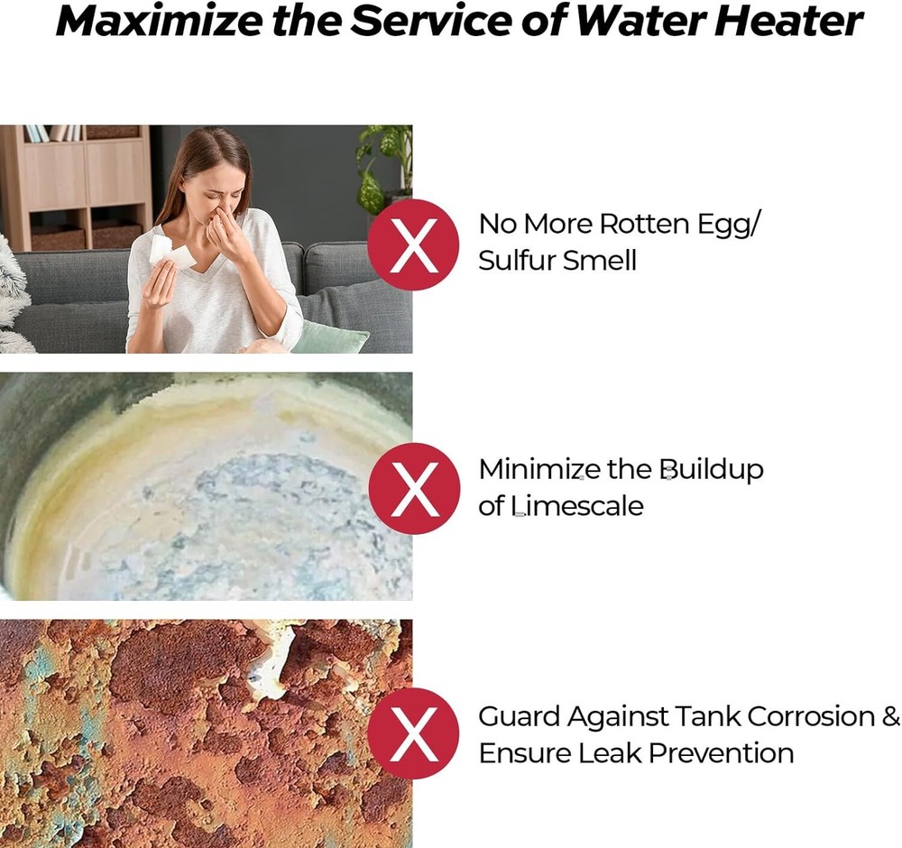 Titanium Powered Anode Rod 3/4'' NPT Eliminates Smell for all Tank Water Heater