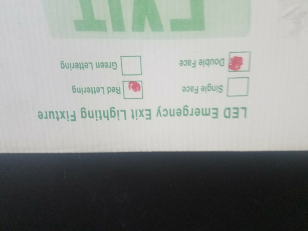 LED Emergency Exit Light Double Face Red Lettering 120/277V Damp Location