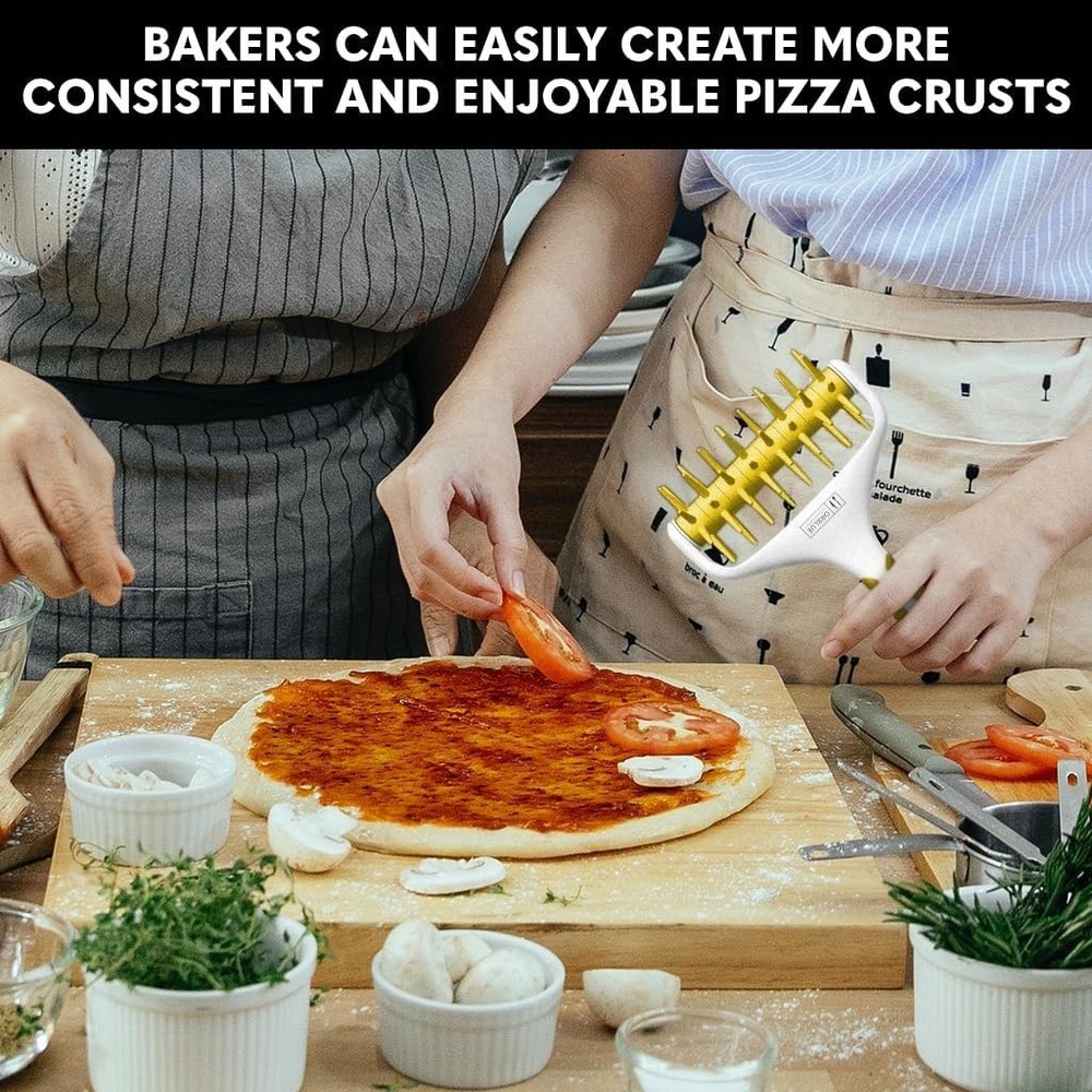 Pizza Dough Docker Roller with Spikes Yellow Pastry Docking Tool Kitchen