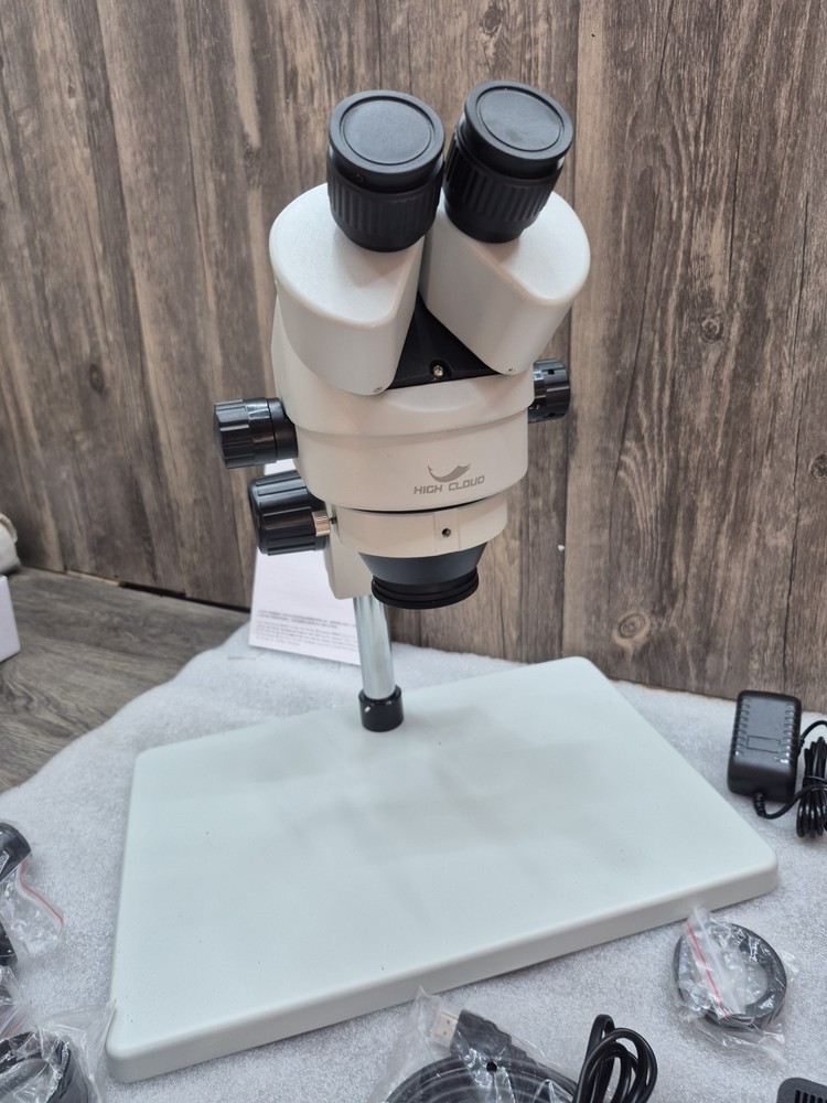 SZM7045 Trinocular Stereo Microscope w/ Stand & Ring Light Video Hdmi