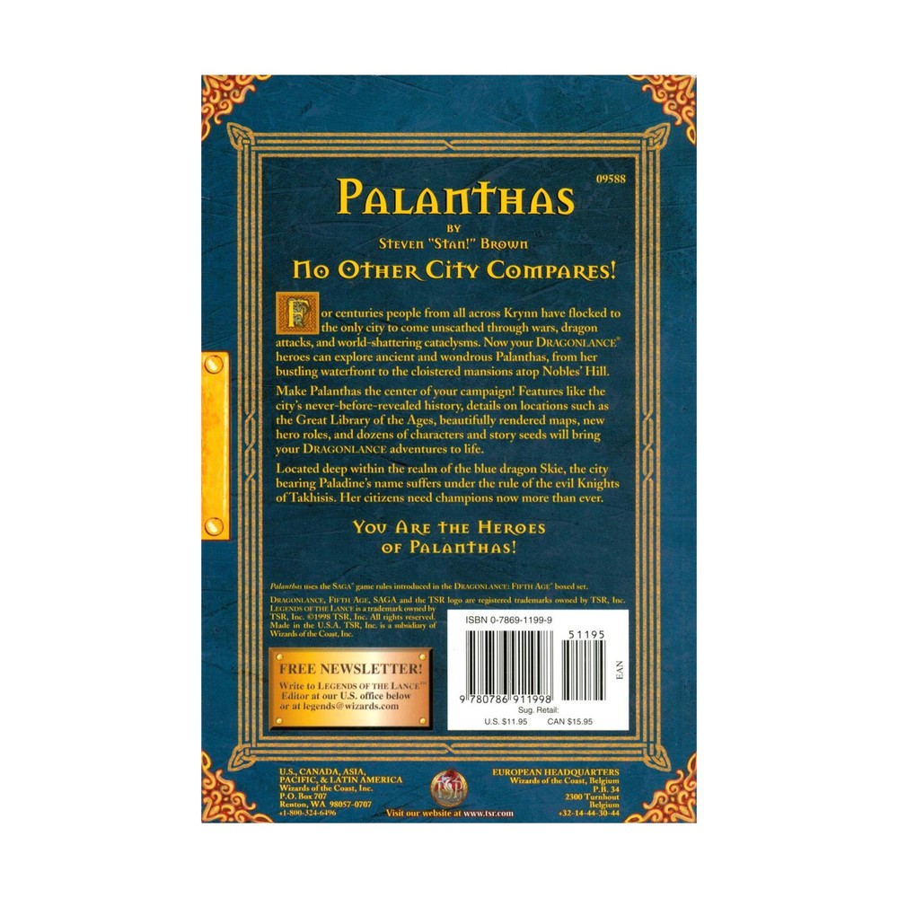 TSR Dragonlance SAGA Palanthas VG+