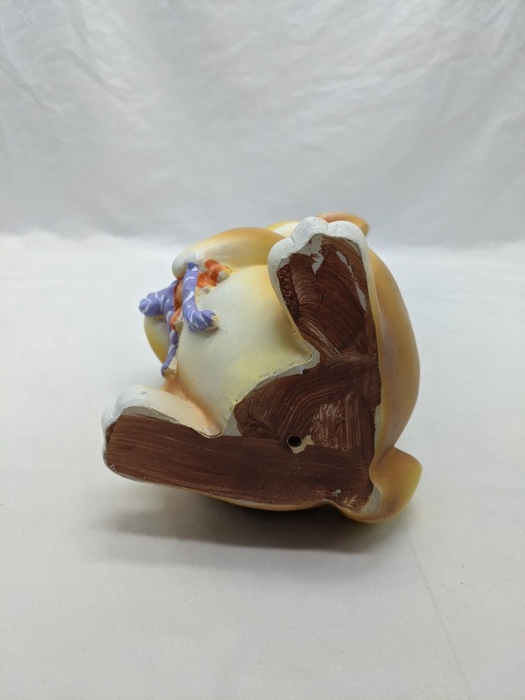 Vintage Ceramic Yellow Easter Bunny Holding Carrots 11"