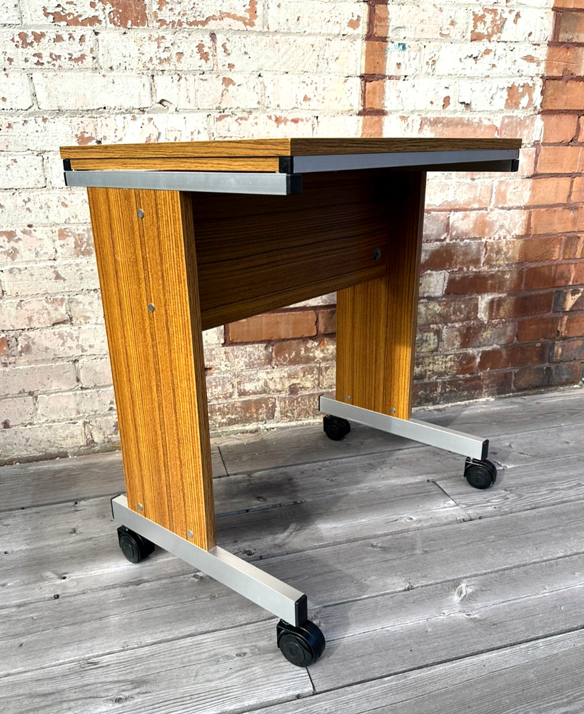 MCM Danflex Systems 88-SB-60 Teak Rolling Desk Table w/ Extension Danish Modern