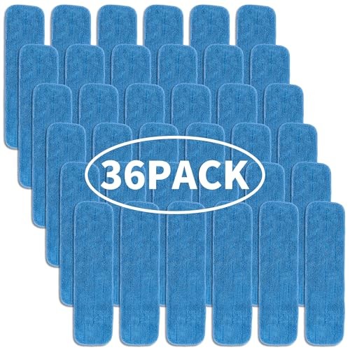 Matthew 18'' 36Pcs Microfiber Spray Mop Replacement Pads Heads for 36 Pack Blue