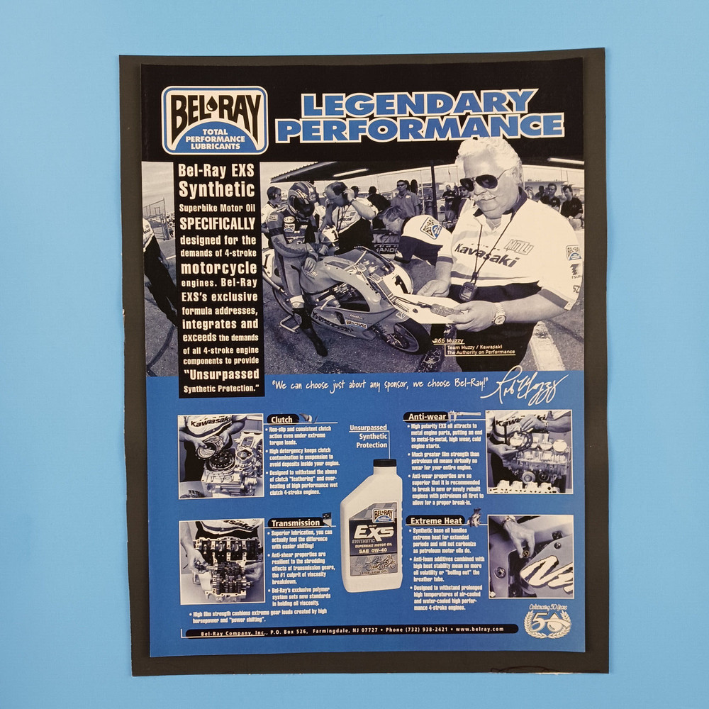 1998 Bel-Ray EXS Motorcycle Engine Oil Legendary Performance Print Advertisement