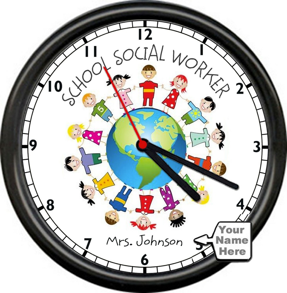 Personalized School Social Worker Make A Difference Kids Lives Matter Wall Clock