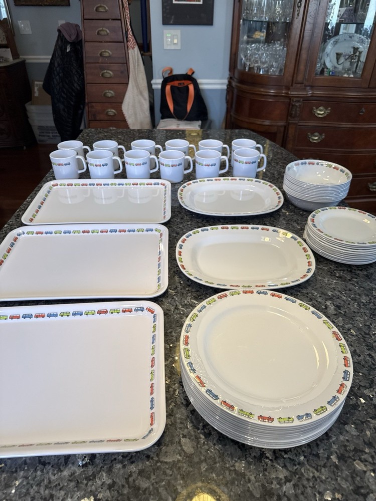 Cool Out Melamine Dinnerware VW Camper Van Service for 12