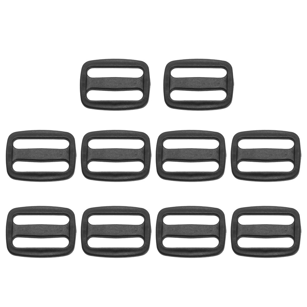 3/4 Inch Tri-Glide Slide Buckles, 10 Pack Plastic Webbing Strap Fastener, Black