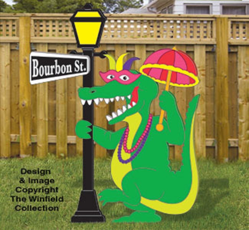Mardi Gras Gator Woodcraft Pattern  (59" tall)