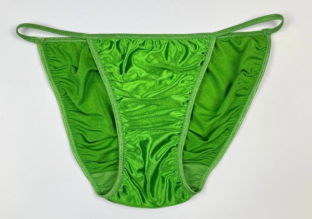 Satin String Bikini Scrunch Butt Green XL/8