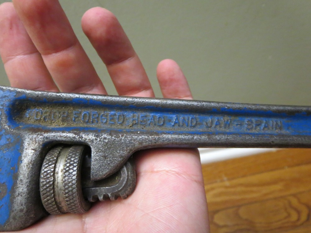 Powermaster 10" Drop Forged Pipe Wrench "Spain" Blue Very Clean