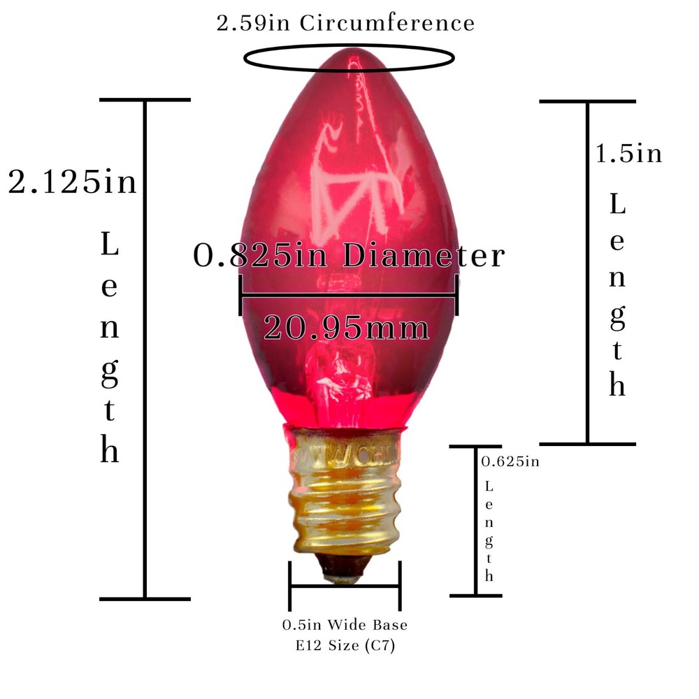 C7 Valentine's Day Lights Red White Pink Solid Ceramic 25 Replacement Blubs