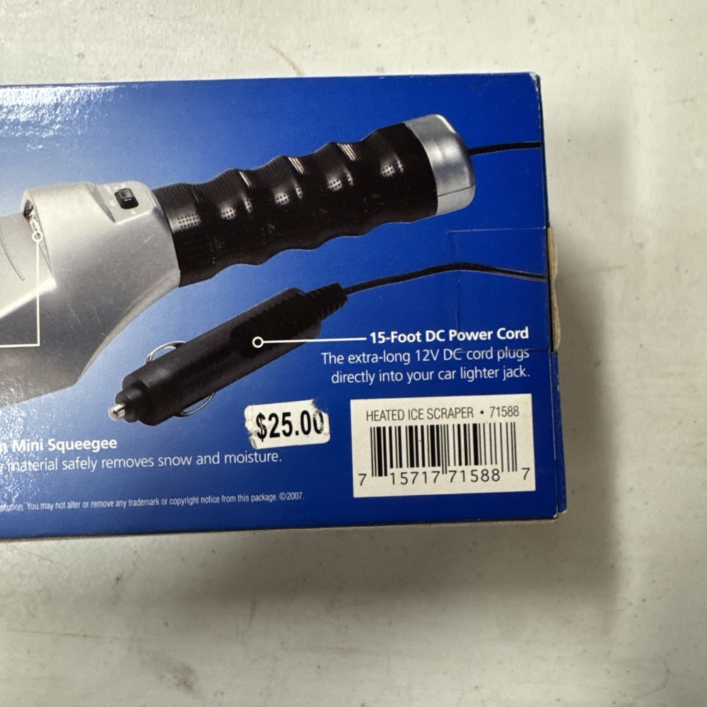 Totes Heated Auto Ice Scraper & Squeege 15 Ft 12 V DC New