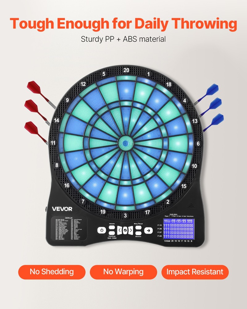 VEVOR Electronic Dartboard LED-Illuminated with 48 Games & 500+ Variations