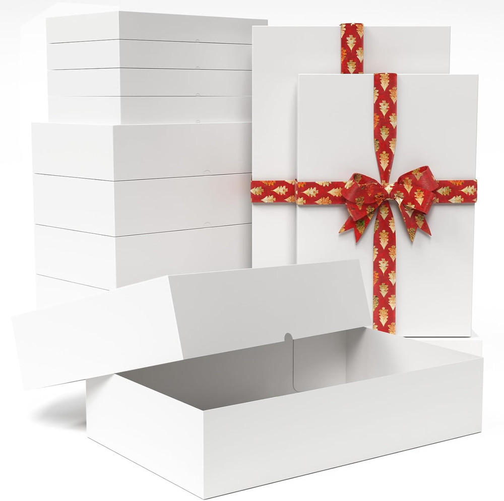 12 Pack Gift Boxes with Lids for Present - 6 Extra Large 17" (4" Deep) & 6 Large