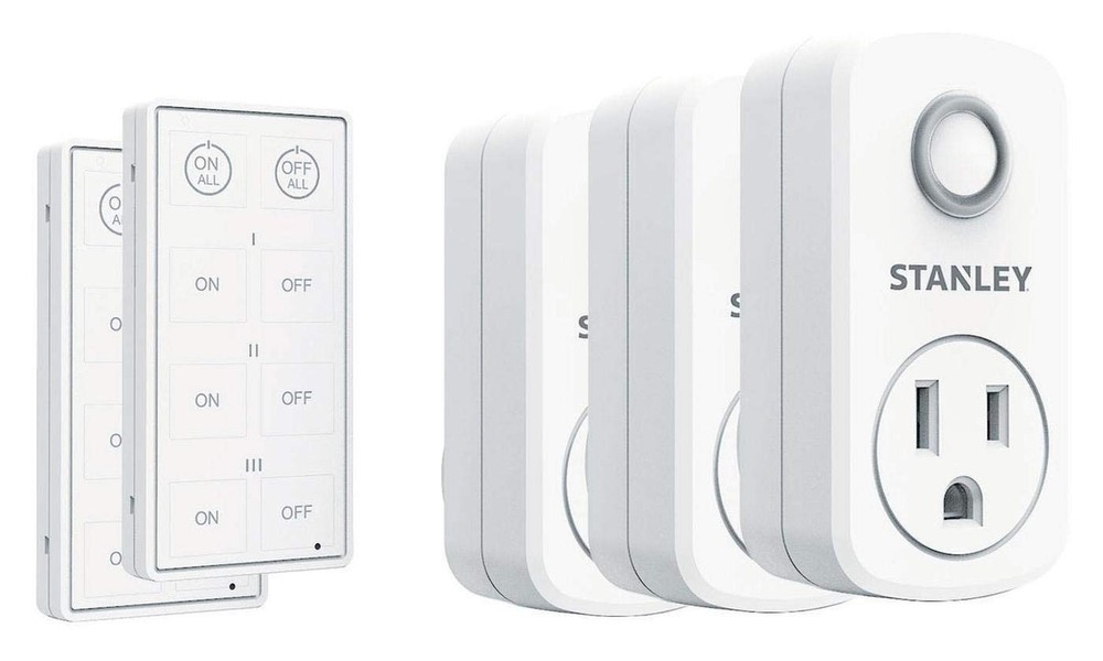 STANLEY Wireless Remote Control Outlet Plugs with 2 remotes and 3 sockets Indoor