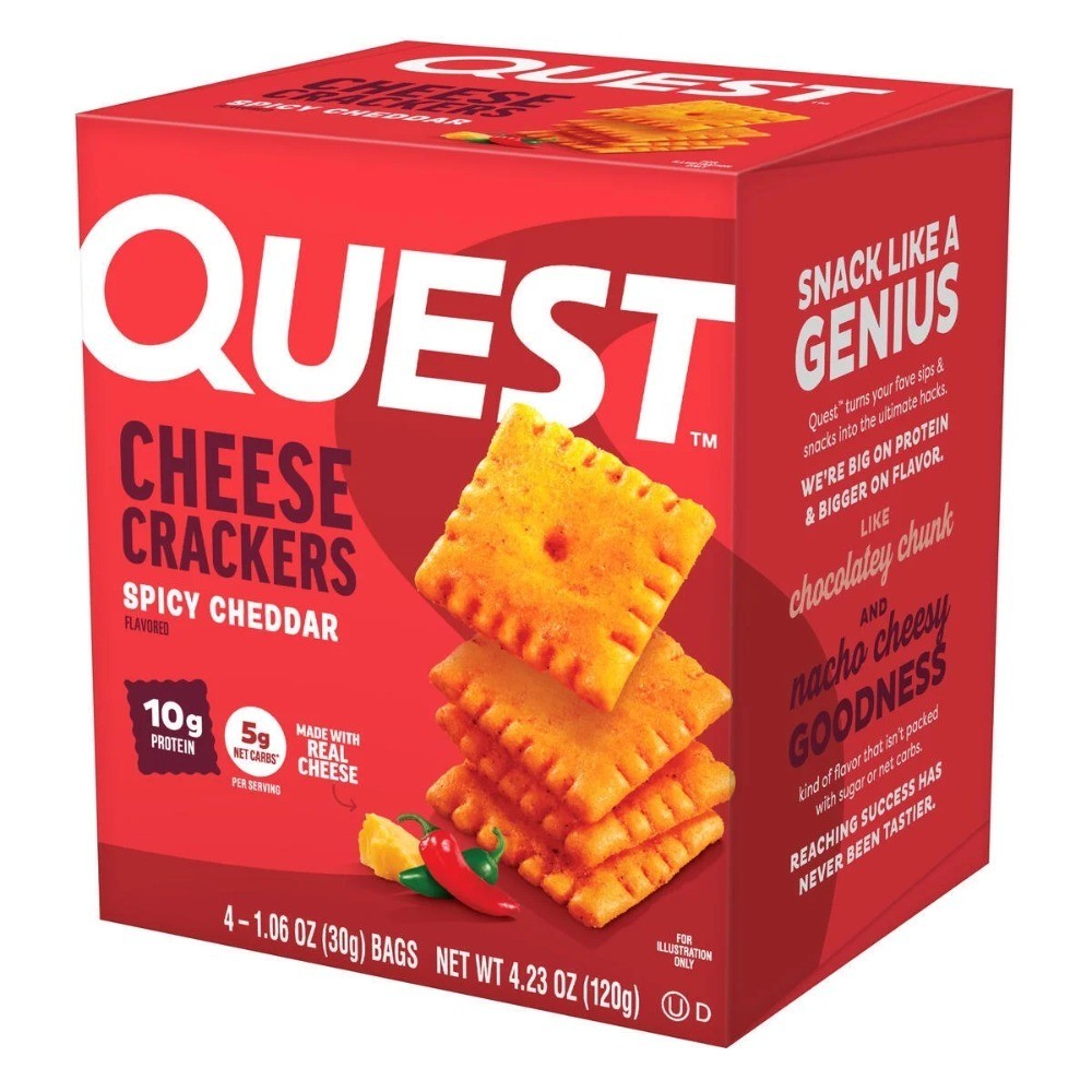 Cheese Crackers Spicy Cheddar Flavored High Protein 4 Count Snack Pack