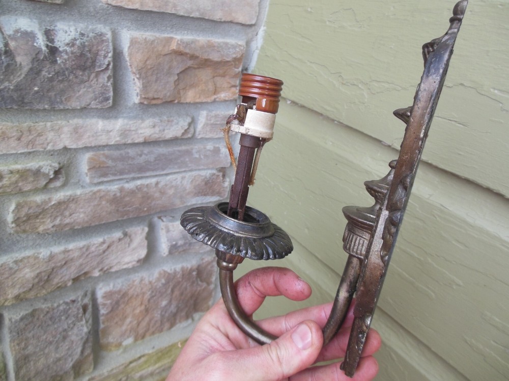 Antique Victorian Light Fixture 9" Sconce Broken Bottom Portion
