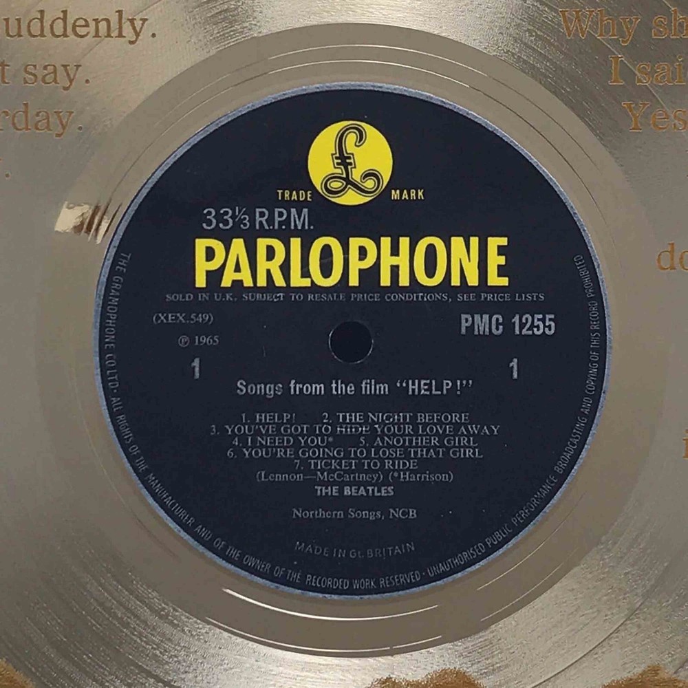 Beatles - Yesterday laser etched LP record wallart M4