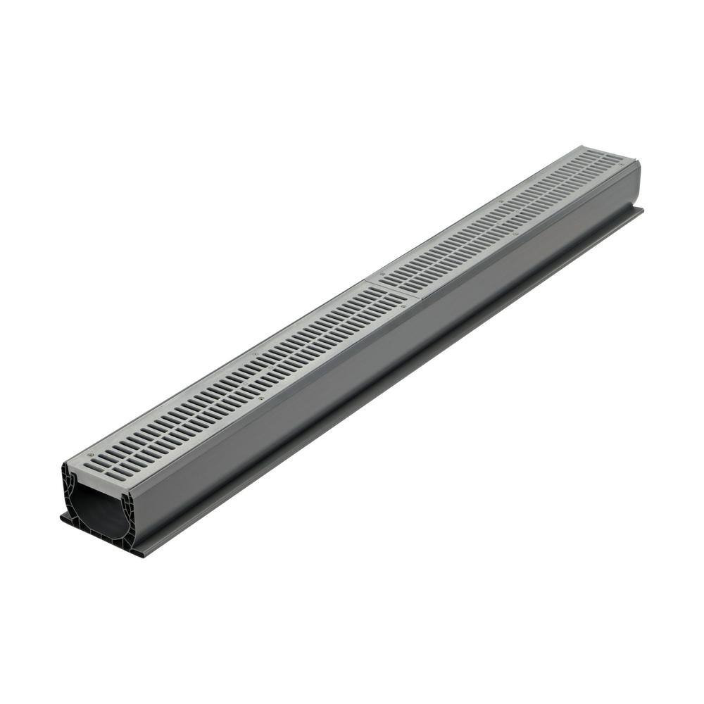 2 Ft. Plastic Spee-D Channel Drain Grate in Gray