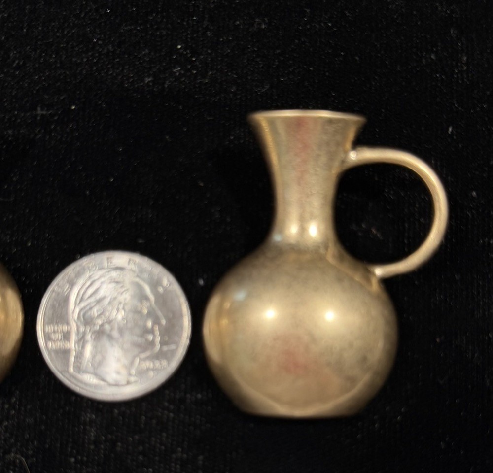 Large Brushed 3-D Goldtone Unsigned Vase Jug Shaped Post Earrings
