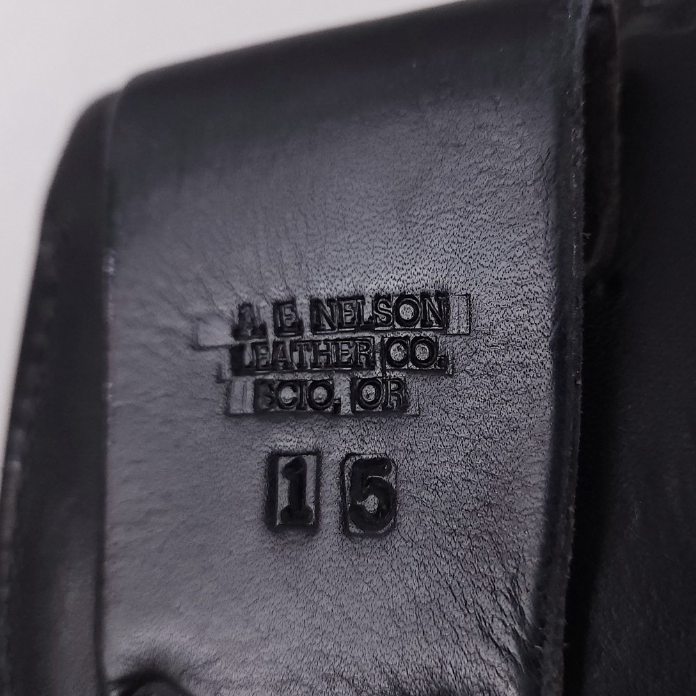 A.E. Nelson Leather Clamshell Handcuff Case Black Basketweave Belt Loop Vintage