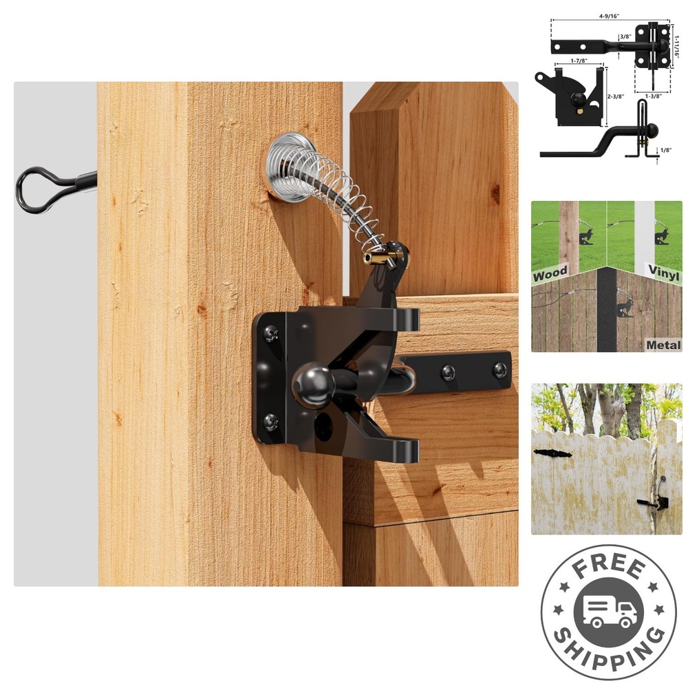 2 Pack Self-Locking Carbon Steel Fence Gate Latch - Durable Security Solution