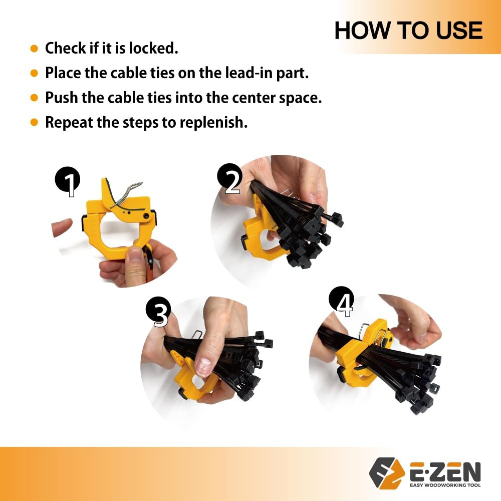 EZ EZEN One Touch Cable Tie Holder/Zip Tie Organizer (Red)