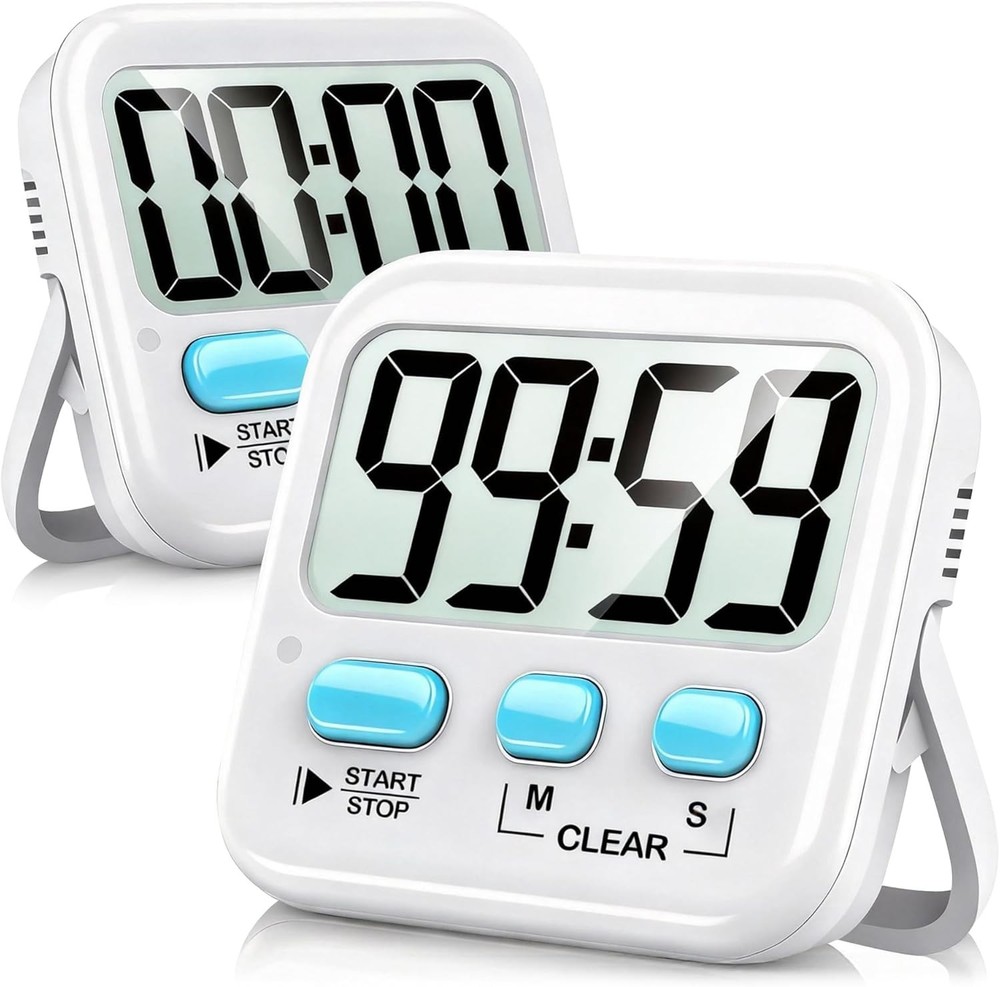 Antonki 2-pack Magnetic Countdown Kitchen Timer - Batteries Included