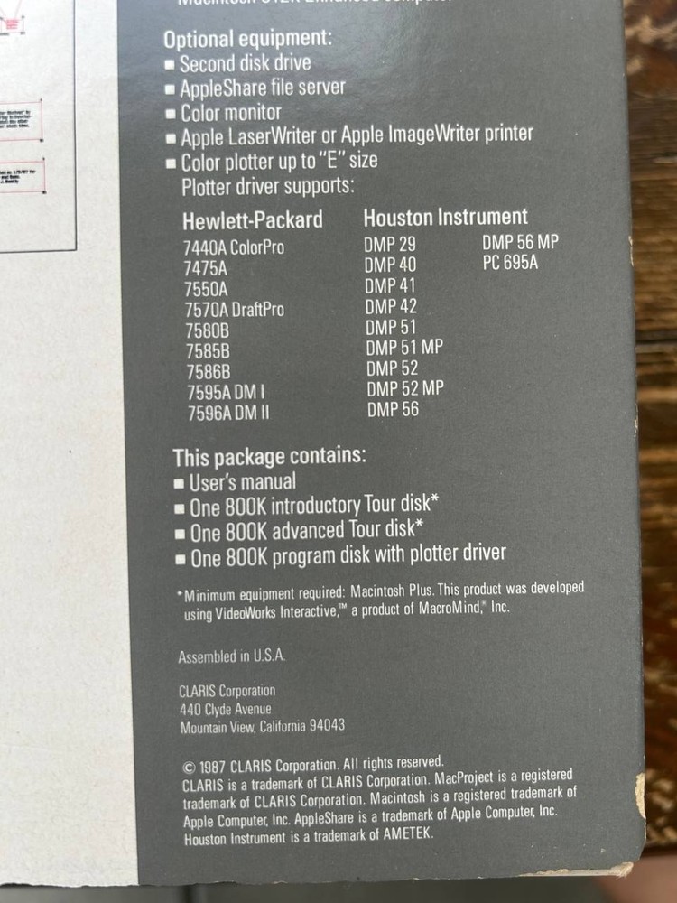 Claris MacProject II Boxed Software Disks Manuals Vintage