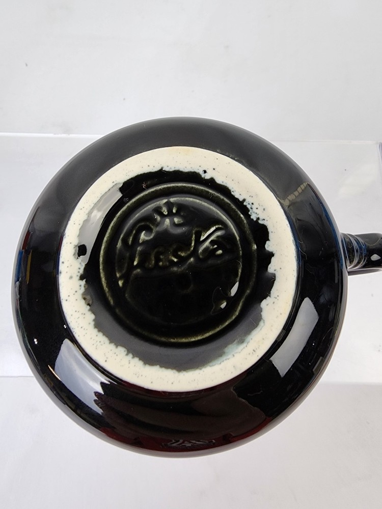 Black Fiesta Glossy Ceramic Creamer Replacement - Solid Pattern Stamped Small F