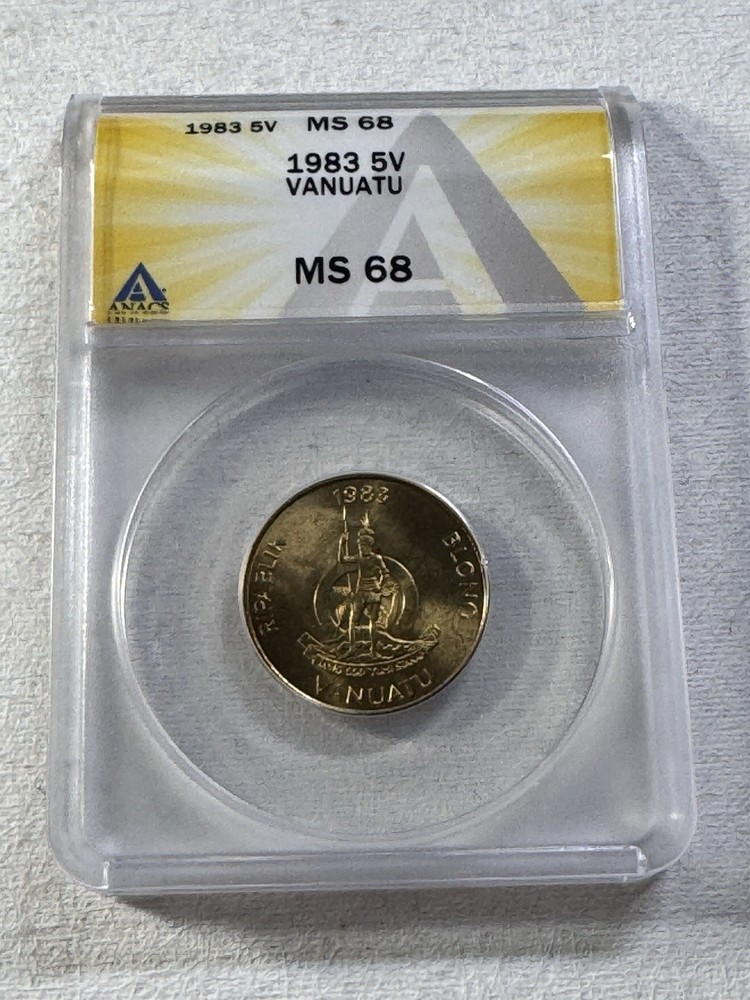 1983 Vanuatu 5 Vatu Graded MS 68 by ANACS