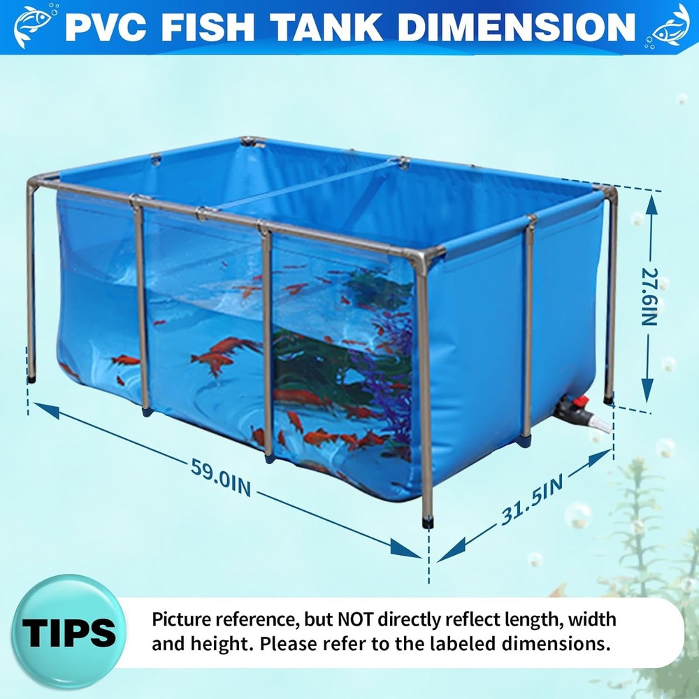 PVC Fish Tank 200 Gal Koi Pond Clear Panel