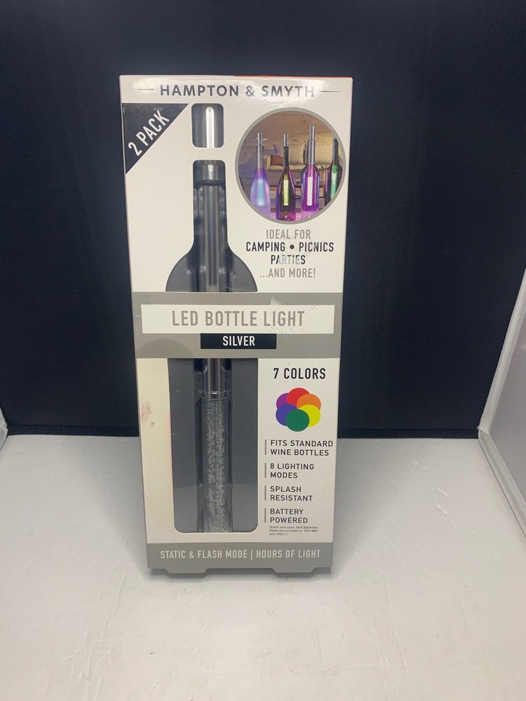 Hampton & Smyth LED Bottle Light - 2 Pack Silver-Size Standard Wine Bottle
