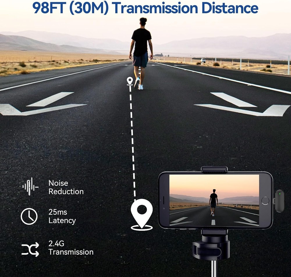 Wireless Lavalier Microphones for iPhone, Android, & Camera 2.4G Video Recording