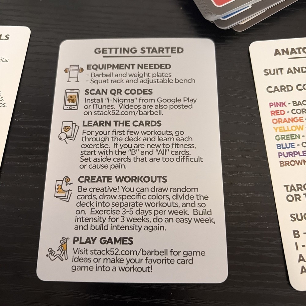 Stack 52 Barbell Exercise Cards. Weight Lifting Playing Card 2019