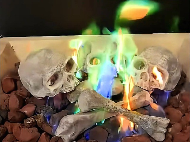9 Pcs Fireproof Ceramic Skull Logs for Fire Pit, Bonfire, Campfire & Halloween D