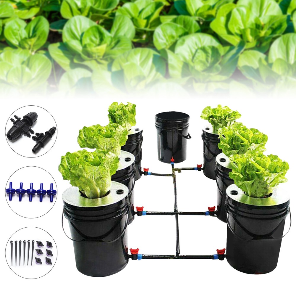 DWC 5 Gal 6 Bucket Hydroponics Growing System Recirculating Growing Set