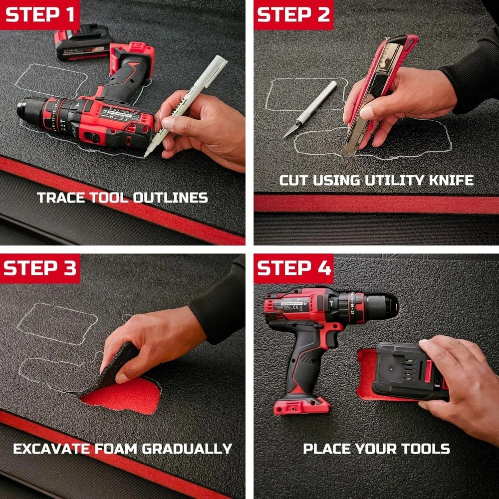 2 Pack Tool Box Foam Inserts Tool Shadow Foam for Toolbox Storage