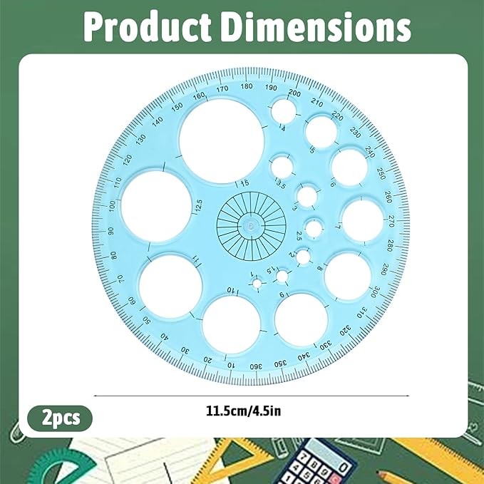 2 Pcs Circle Stencil Template, Circle Template for Drawing Plastic Circles Ruler