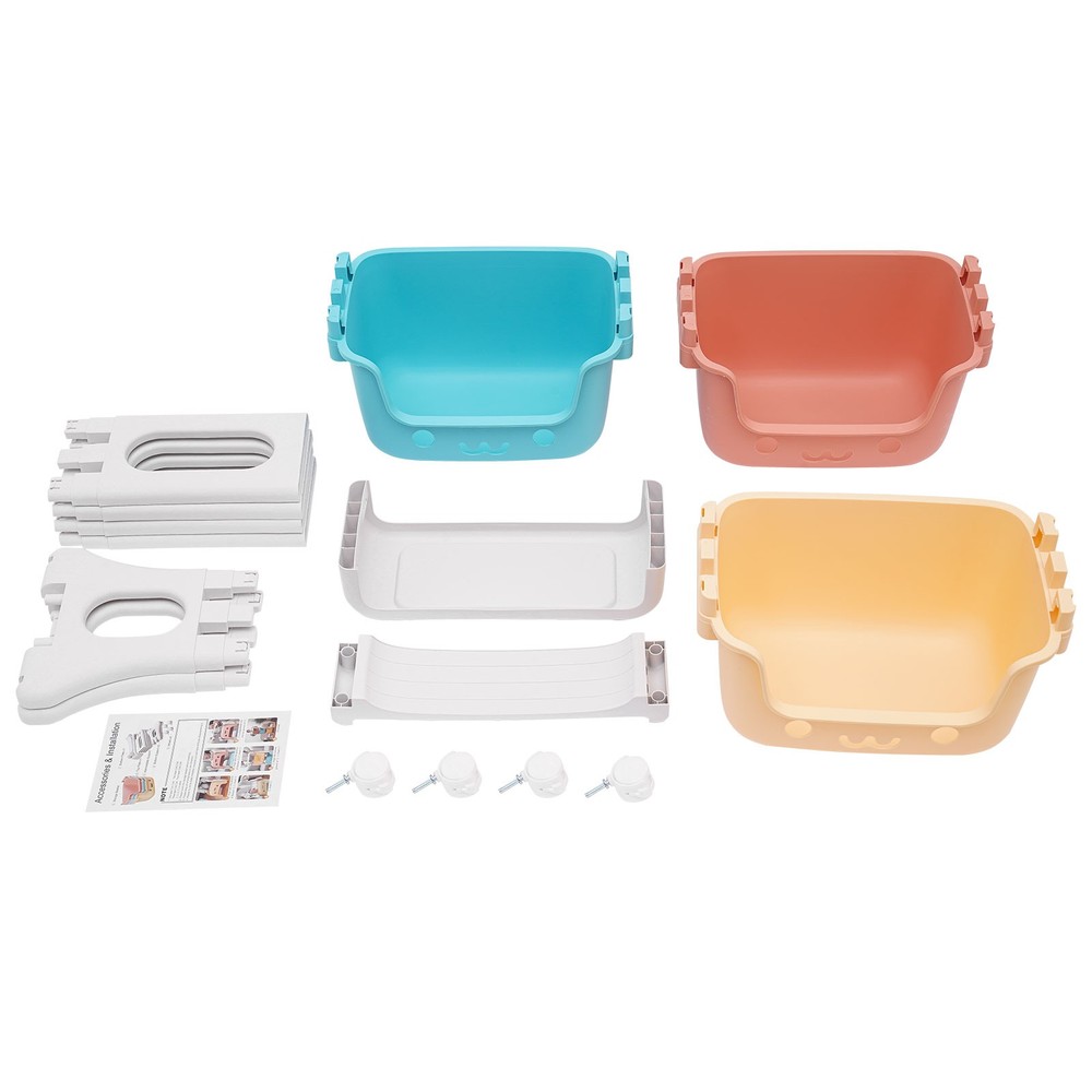 Storage Organizer, 3-Tier Stackable Rolling Cart, Storage Bins Organizer+Wheels