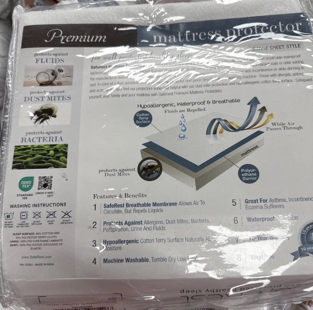 SafeRest FULL DoublePremium Bed 🛏️ Mattress Fitted Sheet Protector Waterproof💦