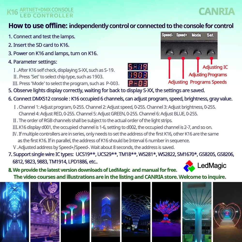 K16 ARTNET+DMX CONSOLE LED CONTROLLER, Professional Lighting Control, Suitabl...