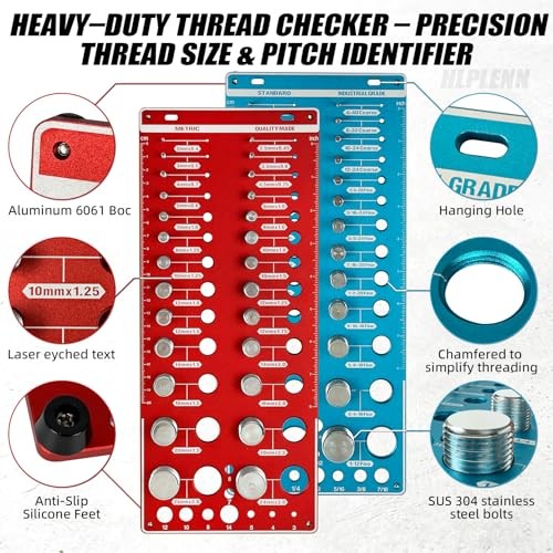 Nut and Bolt Thread Checker, 70 Size Bolt & Nut Identifier Board (26 Standard