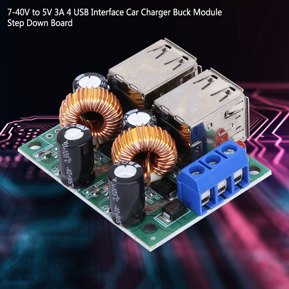 7-40V To 5V 3A 4 USB Interface Car Charger Module Step Down Board♡