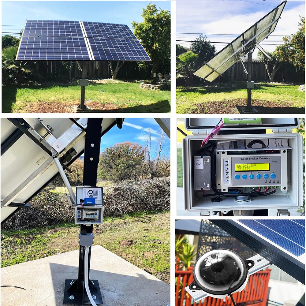 LCD Dual Axis Solar Tracker 6000N Linear Actuator Tracking Controller Track Kits